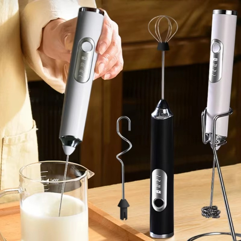 Electric Milk Frother Handheld Coffee Drink Foamer Whisk Mixer USB Rechargeable