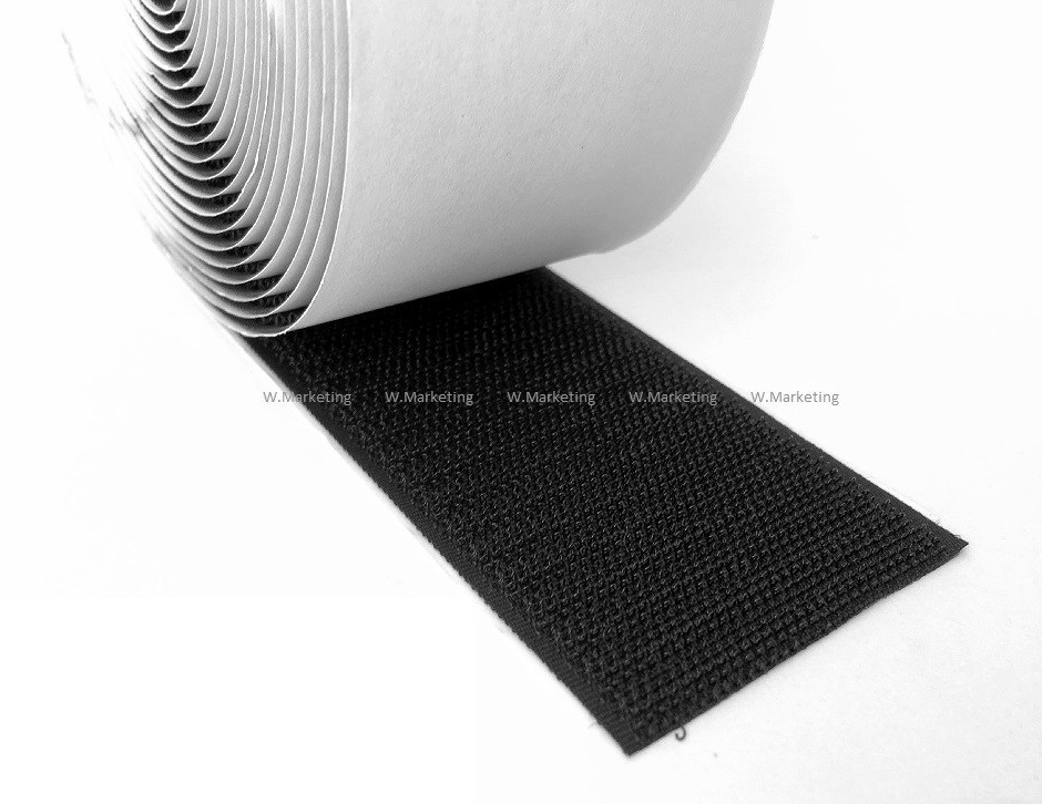 25 Yards 2" Black Self Adhesive HOOK ONLY Tape Fastener BAV50