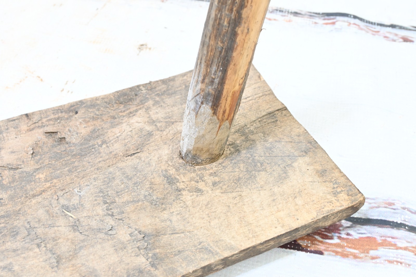 Antique . Primitive Handmade Wood Stool Milking Stool 3 Leg Barn Stool #4