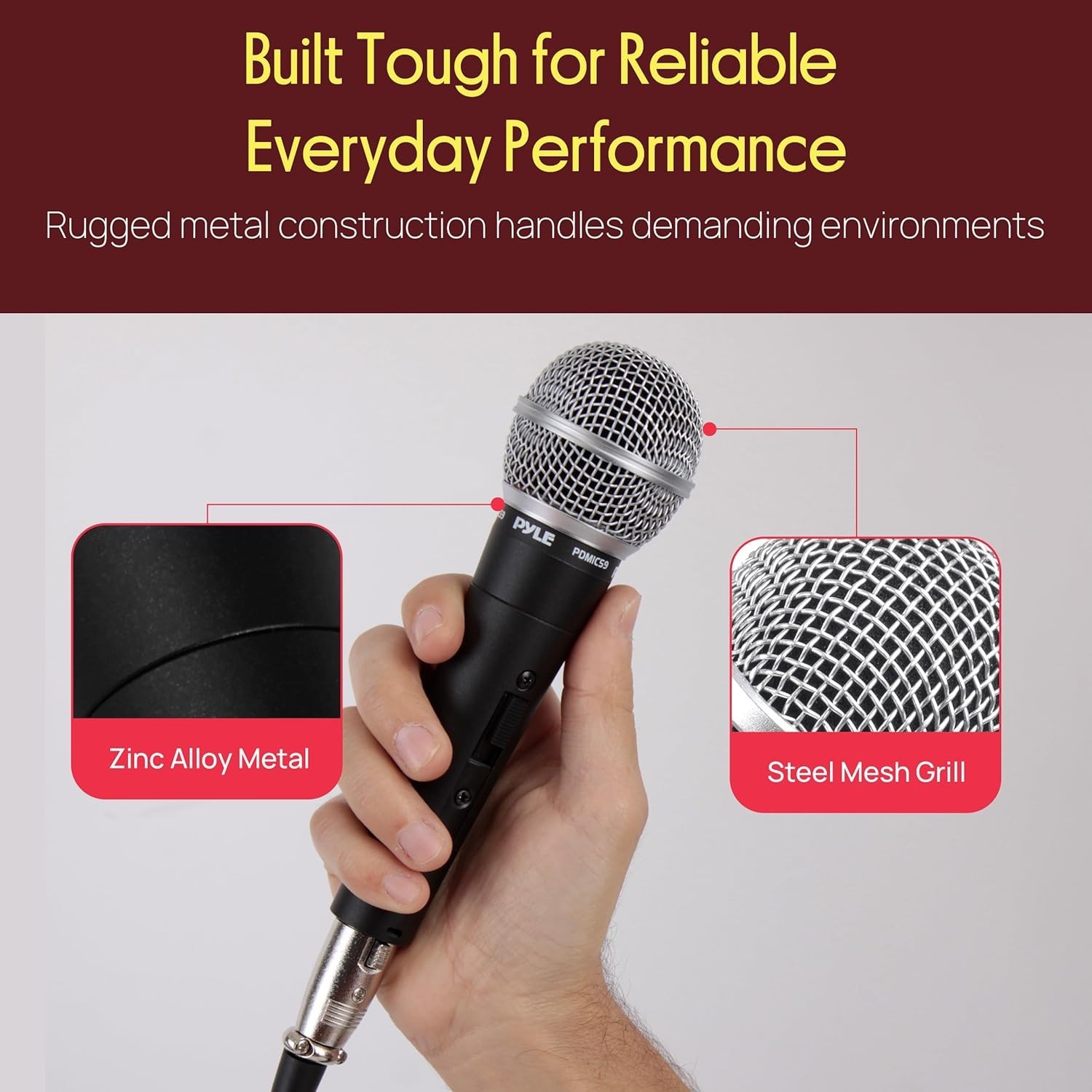 Pyle Professional Dynamic Vocal Microphone - Moving Coil Dynamic Cardioid Unidir