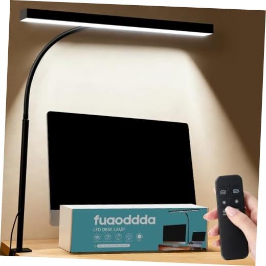 LED Desk Lamp for Office Home, Eye- caring Lamp with 10 Meter Remote Black