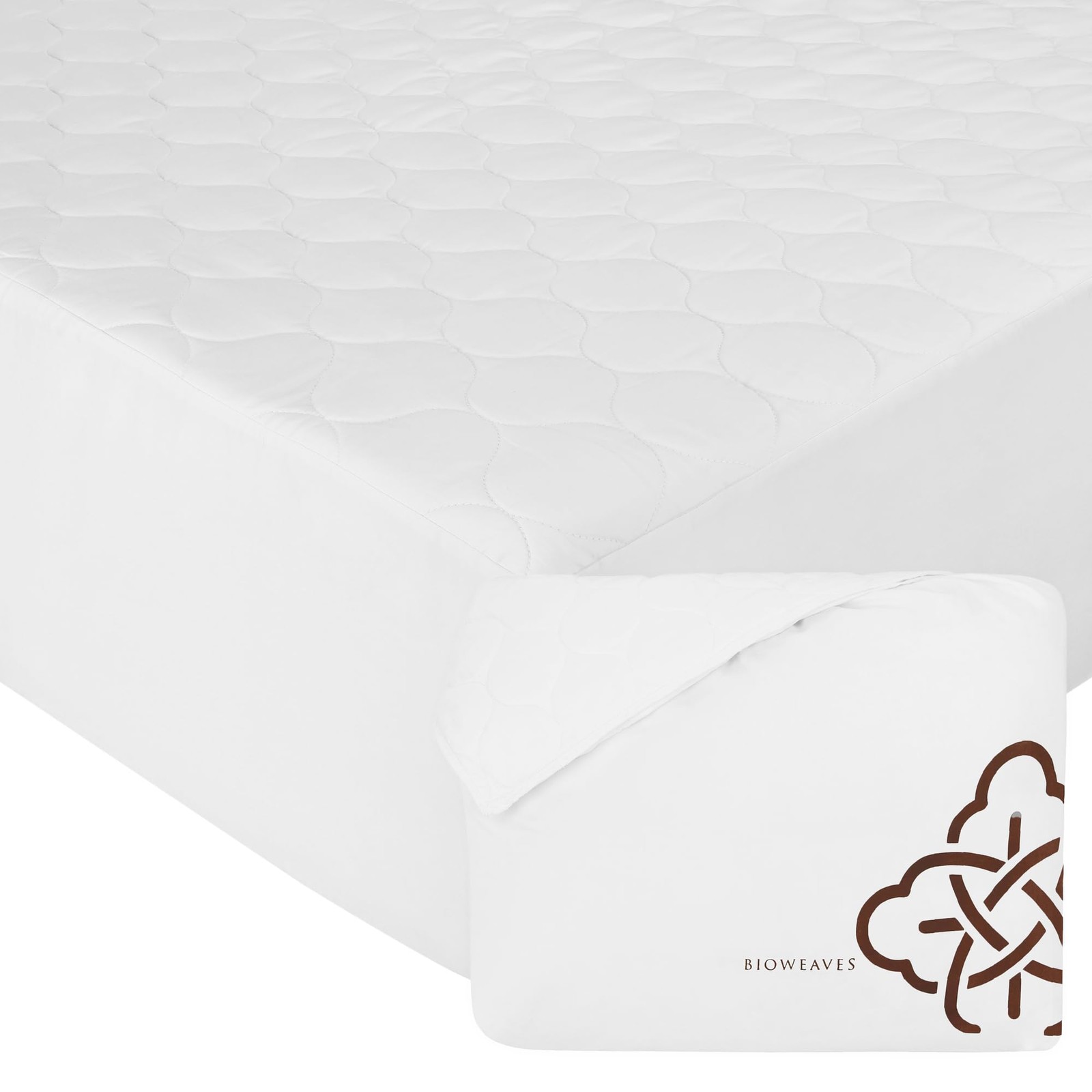 Bioweaves 100% Organic Cotton Mattress Pad Cover, GOTS Twin XL, White