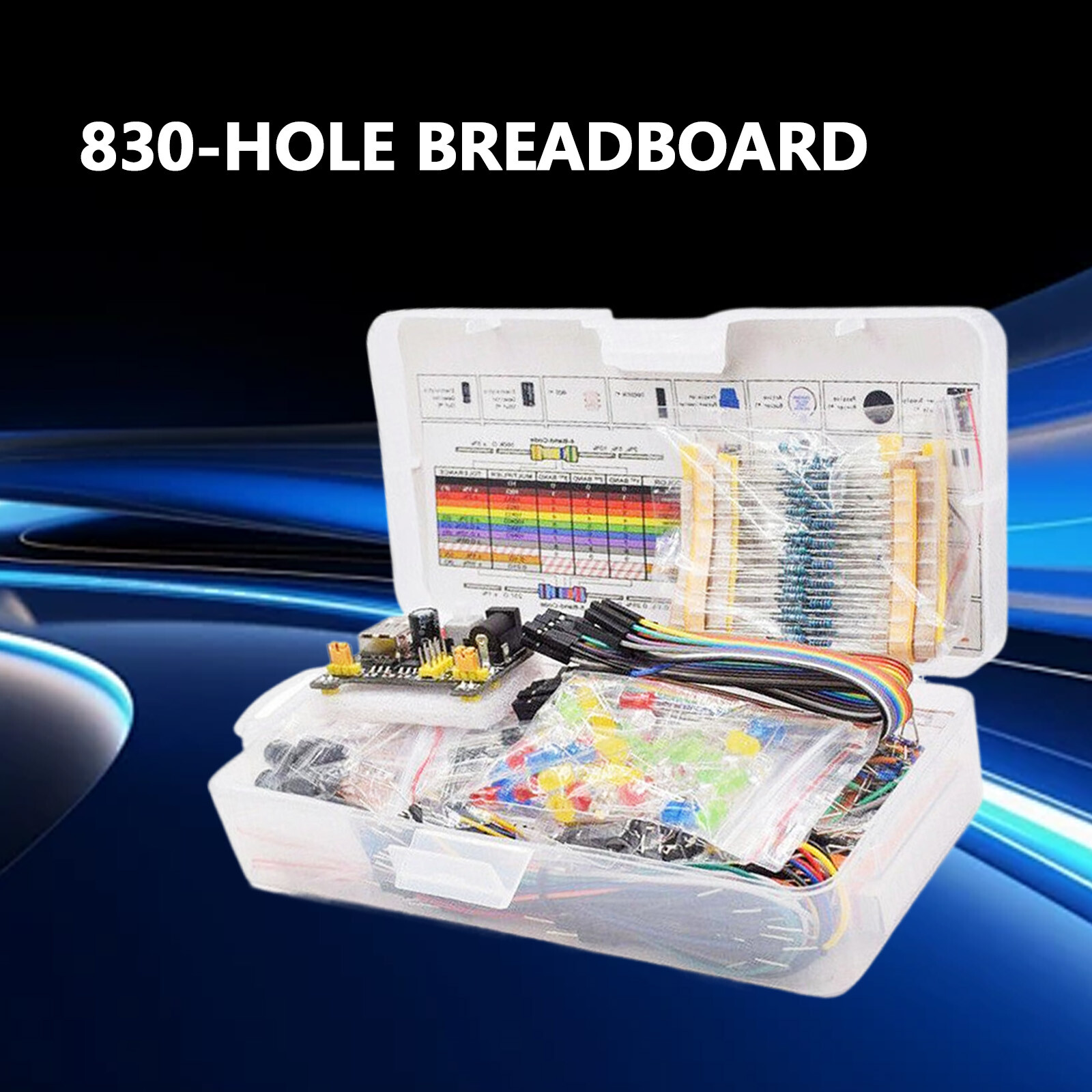 Electronics Component Basic Kit with 830 tie-points Breadboard Resist for UNO R3