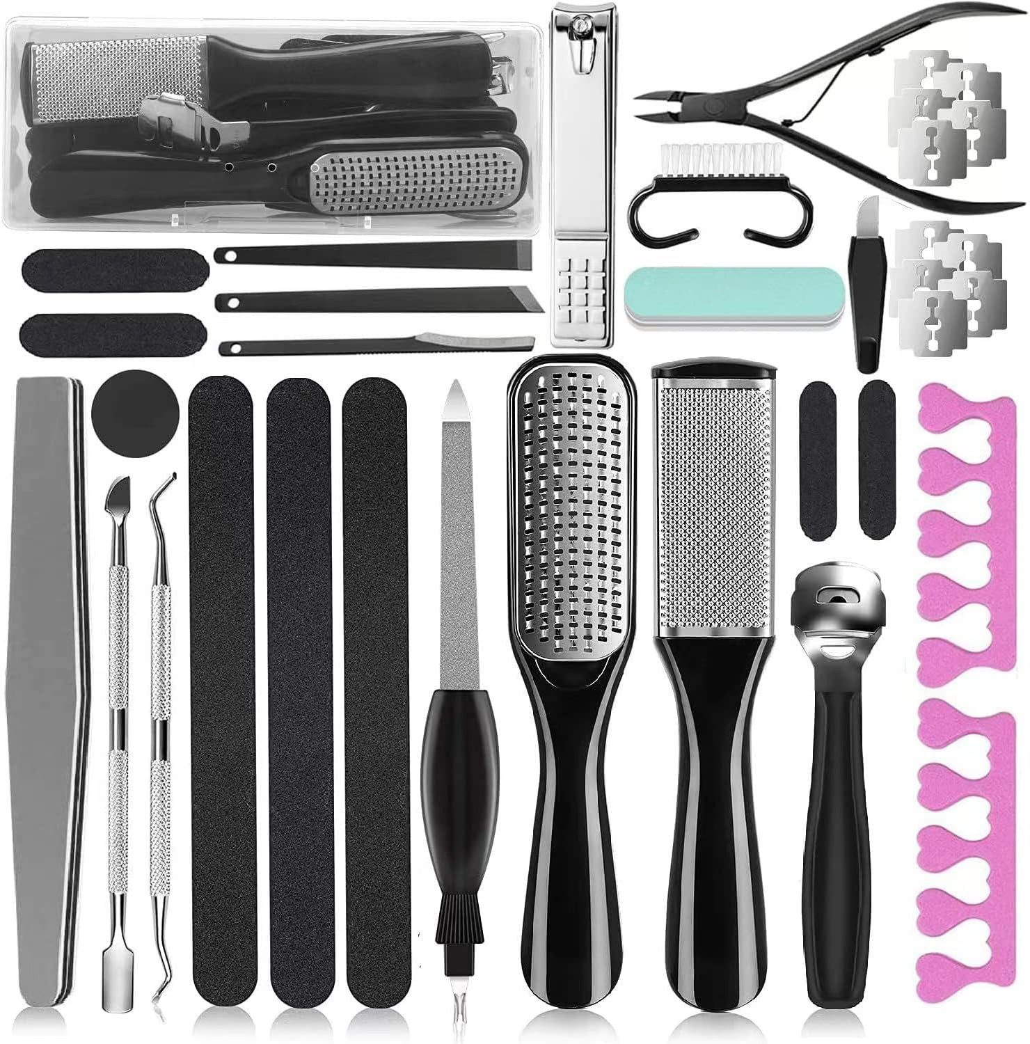 Professional Pedicure Kit, 36 in 1 Stainless Steel Foot Care Kit Foot Rasp Dead