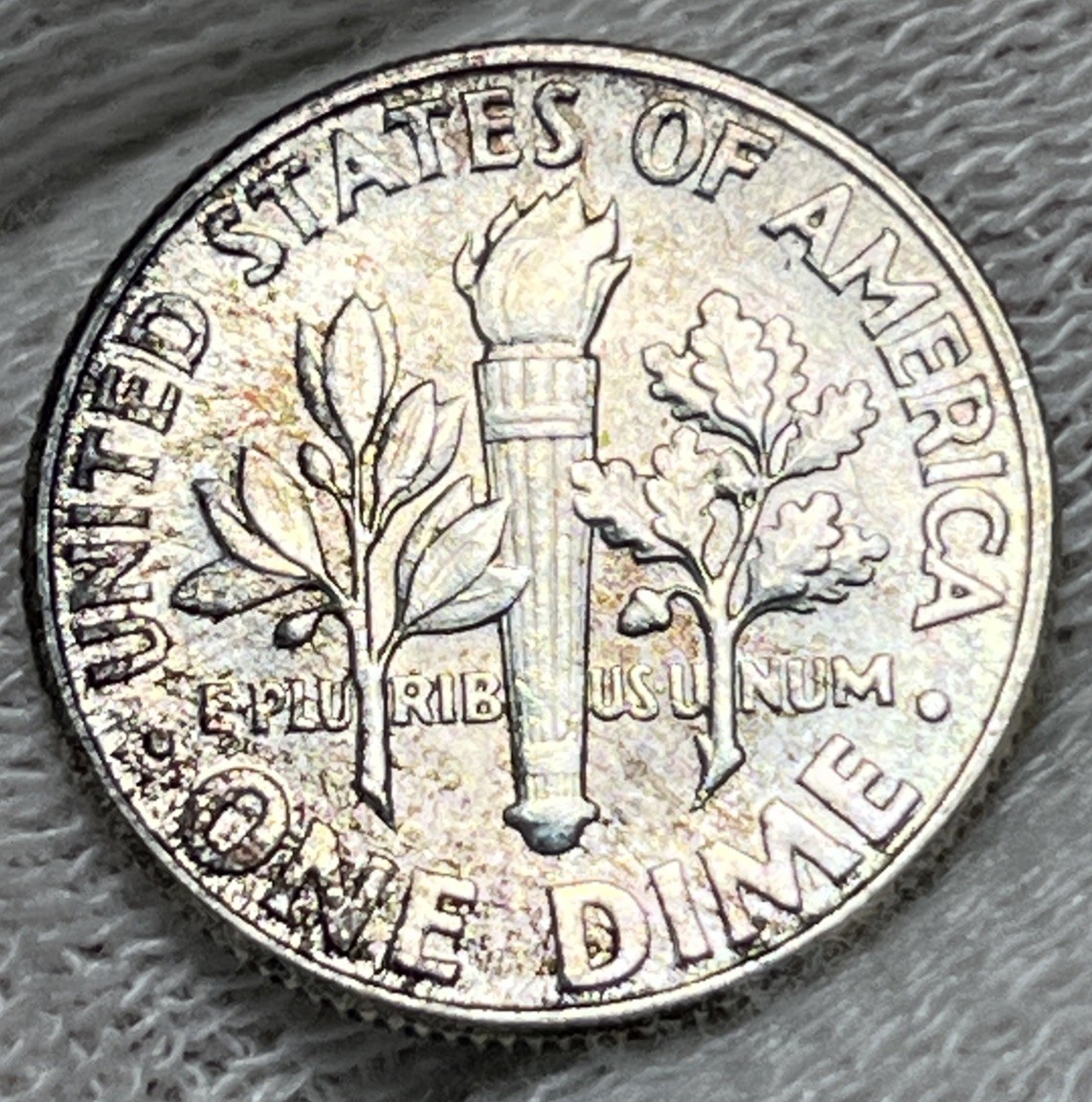 1946 Roosevelt Silver Dime Rainbow Toning Uncirculated #3