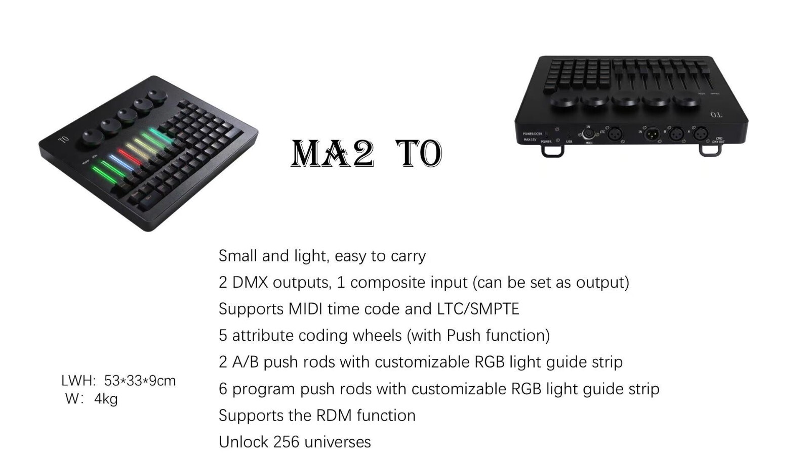 Mini M A 2 onPC T0 Stage Light DMX Fader Wing RGB LED Console Show Party +bag