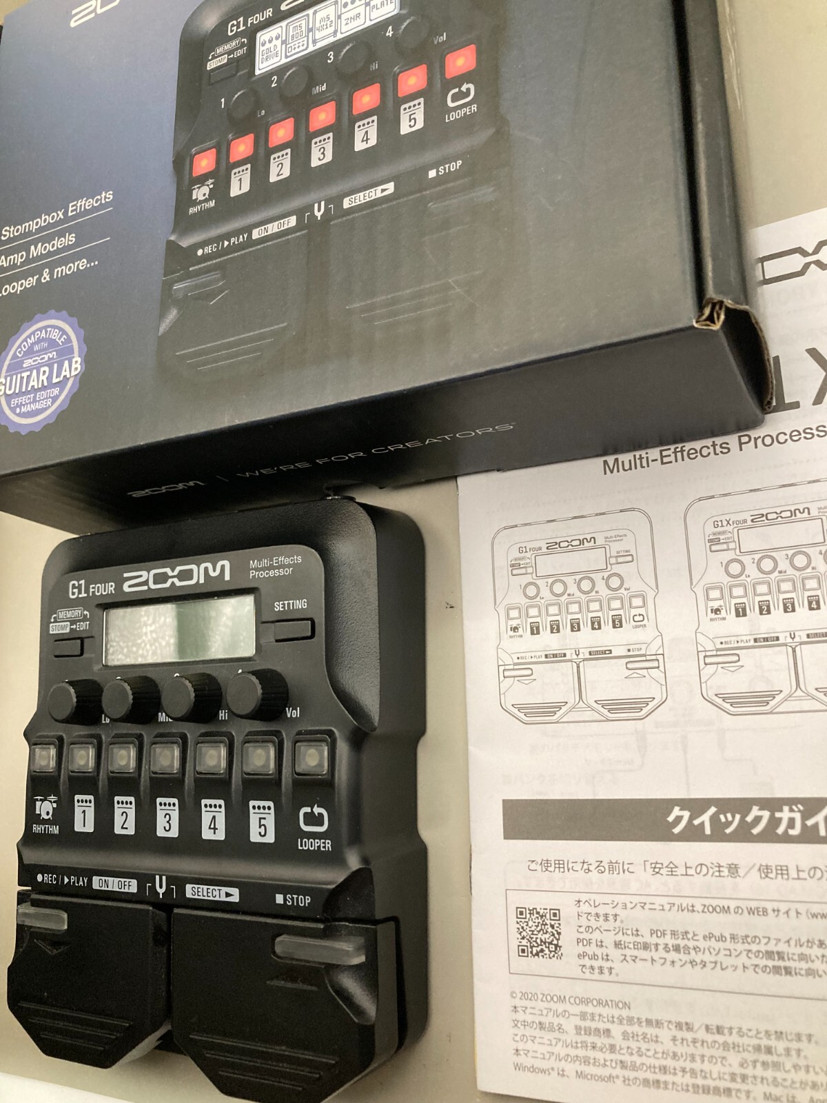 ZOOM G1 FOUR Multi-Effects Processor Guitar Effect Pedal w/Box Tested Working