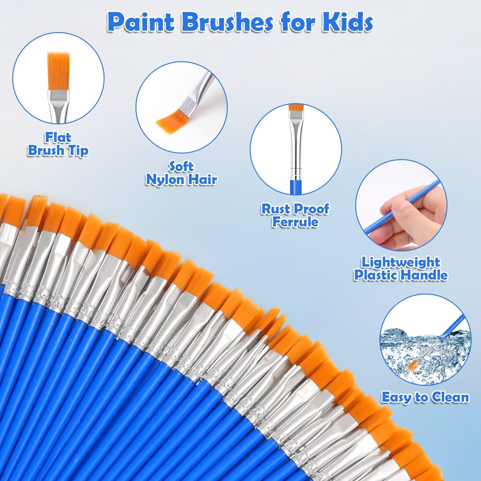 120 Pcs Flat Art Paint Brushes for Touch Up Crafts Detail Painting Face Body