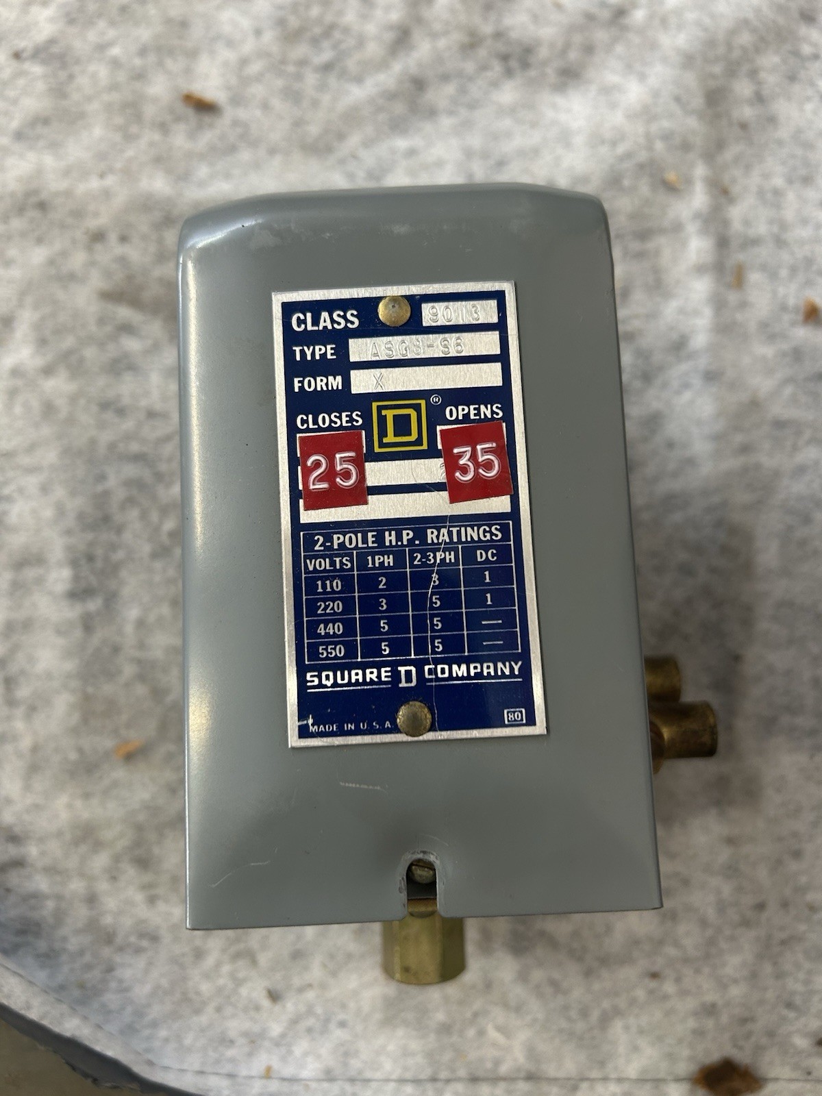 SQUARE D,9013-ASG8-S6,PRESSURE SWITCH NEW