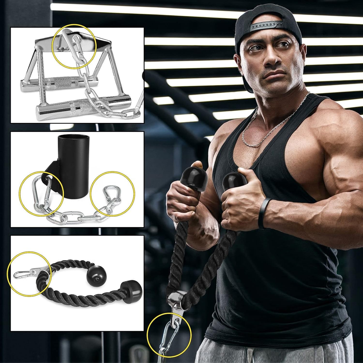 LAT Pull Down Cable Machine Attachment - Cable Machine Accessories for Home Gym