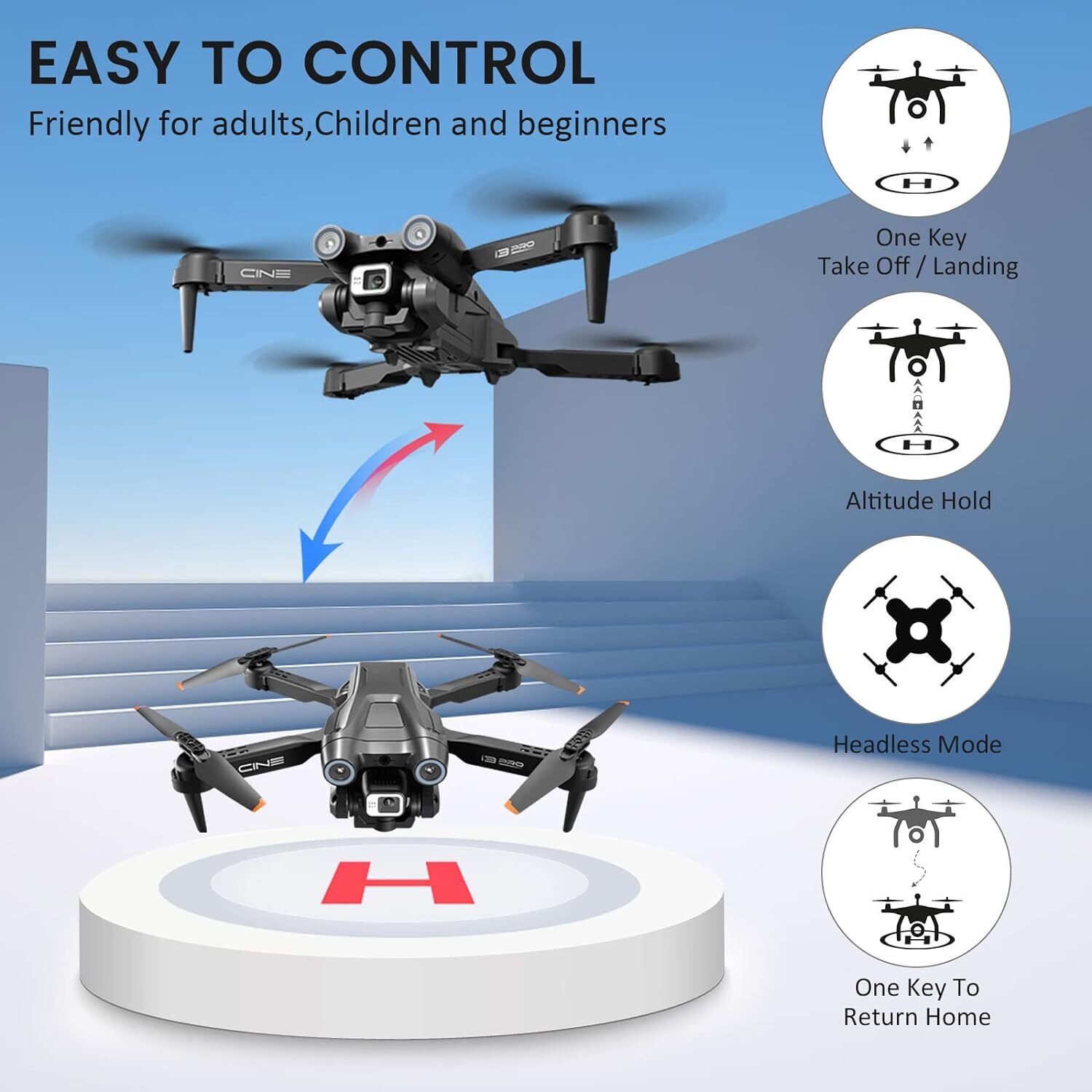 I3 PRO RC Drones with 4K HD FPV Camera Obstacle Avoidance 3D Flips RC Quadcopter