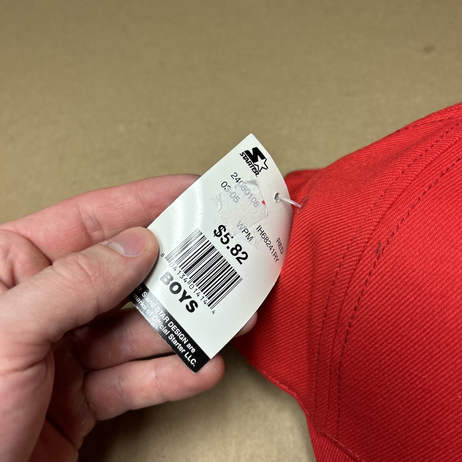 Starter Athletic Hat Boys Youth Red Adjustable Baseball Acrylic Wool Blend NWT