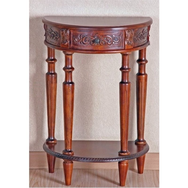 Bowery Hill Half Moon Console Table in Dual Walnut Stain