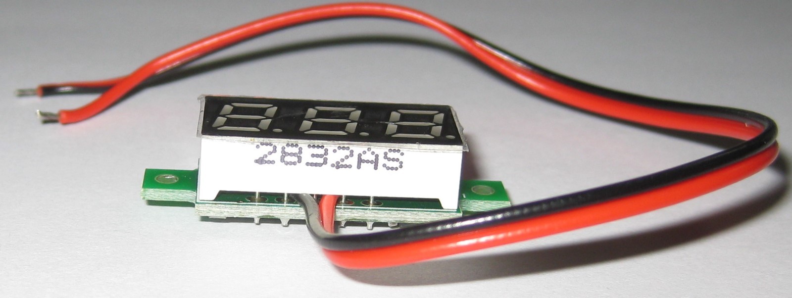 Self Powered DC Panel Mount Mini Voltmeter - 2.5 to 30 VDC Meter - Red .28" Digi
