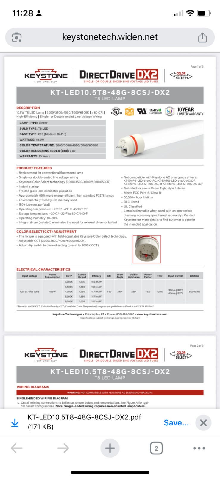 DX2 single or double ended line volt.  10.5 watt T8 tubes high efficiency