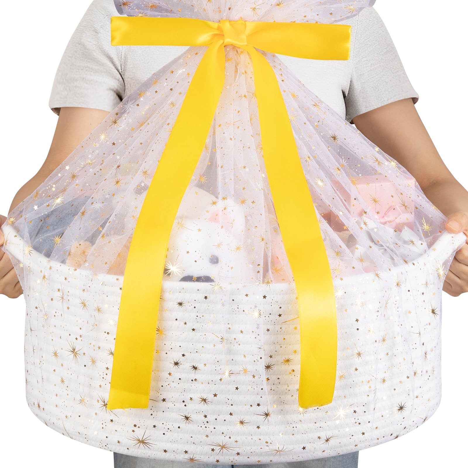 Large Gift Basket Empty 17" x 12.6" x 7", Storage Basket with Gift Bag, Ribbo...