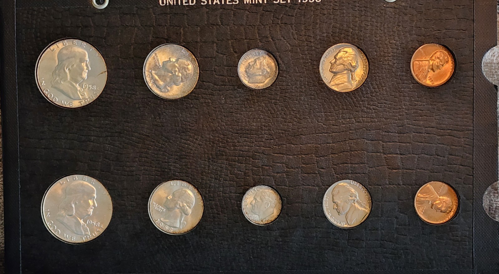 1958 P-D Mint Year Set. UNC.  Wayte Raymond / Meghrig Style Holder. Nice. OG