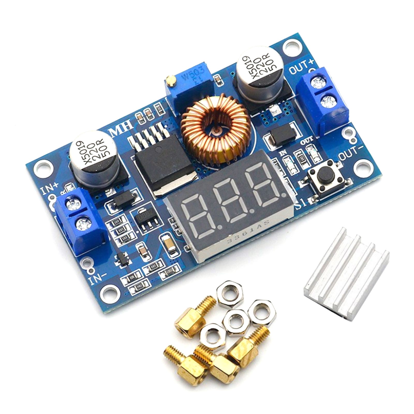 96% Efficiency Voltmeter Heatsink Standoffs DC-DC Step Down 5A Adjustable New