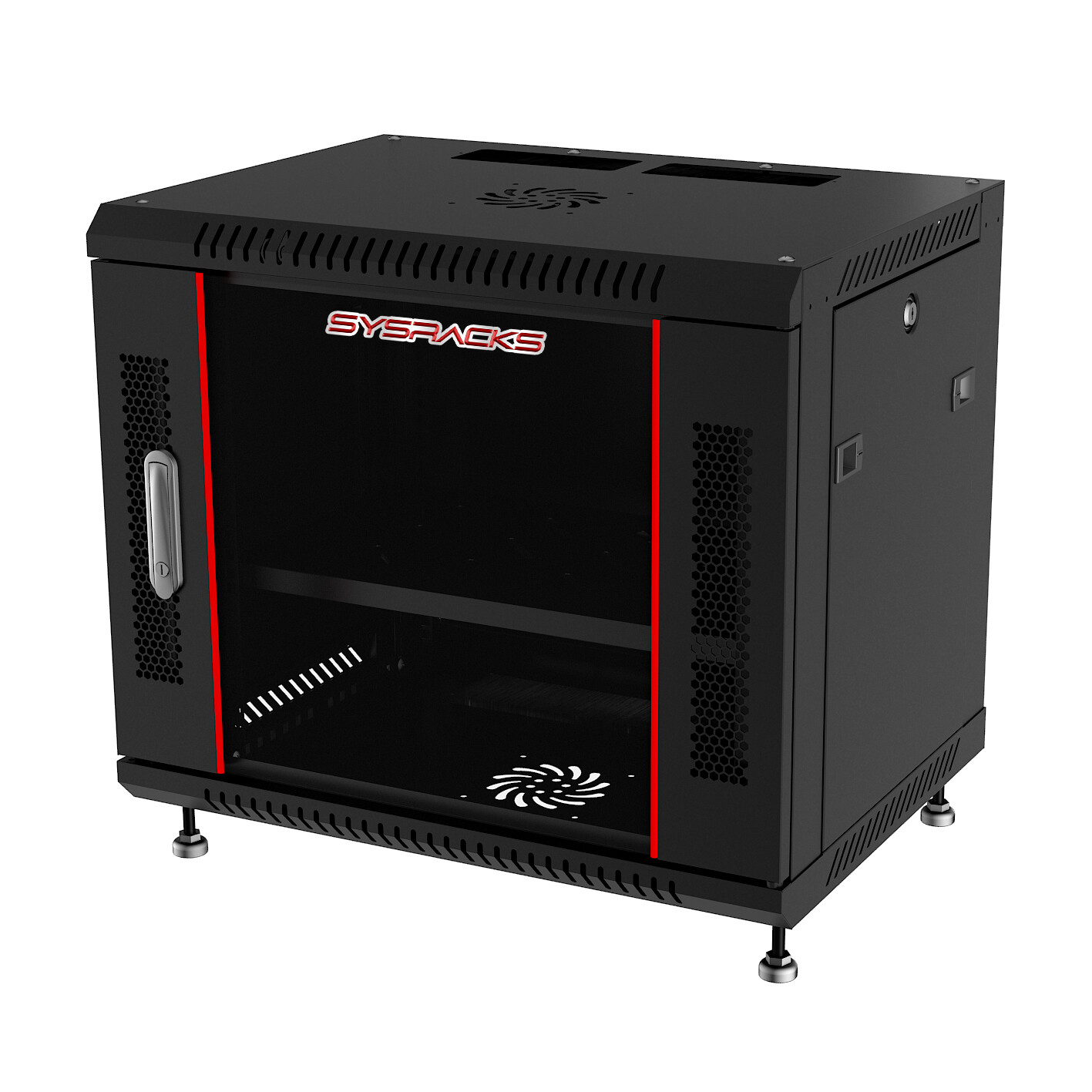 Sysracks 6U 24" Depth Wall It Data Server Cabinet Fan Shelf Feet Lockable
