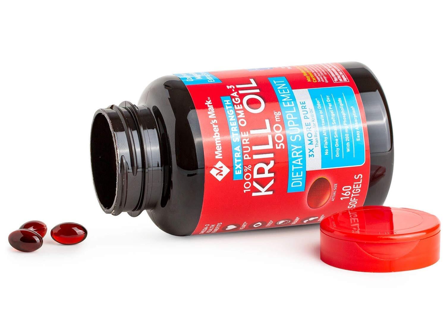 Member's Mark Extra-Strength Antarctic Pure Omega-3 Krill Oil 500 mg 160 ct