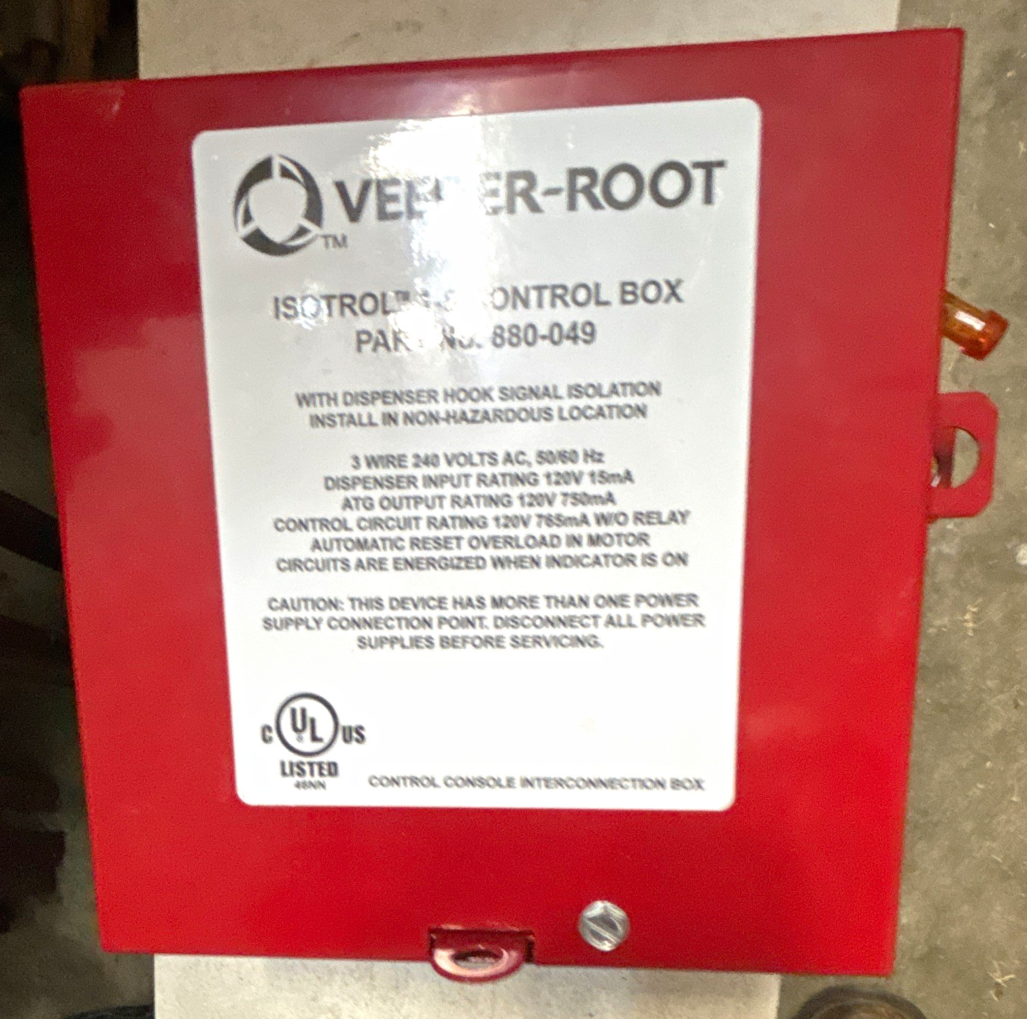 Veeder-Root Isotrol Control Box Control Console Interconnection Box 880-049