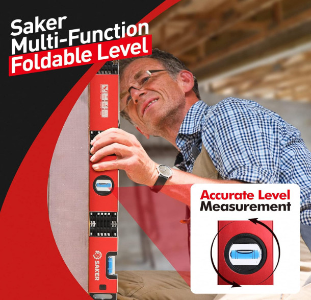 Saker 28" Foldable Level Tool, Multi-Angle Measuring & Precise Leveling Tool