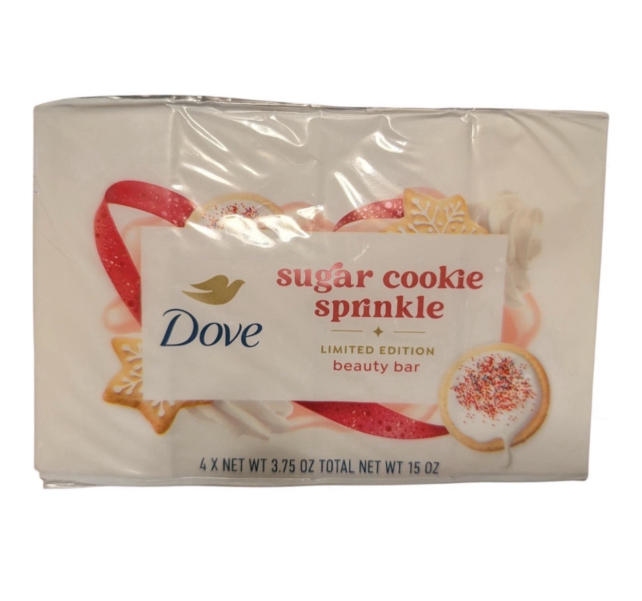Dove Sugar Cookie Sprinkle Beauty Bar Soap 4 Pack Holiday Limited Edition Soap -