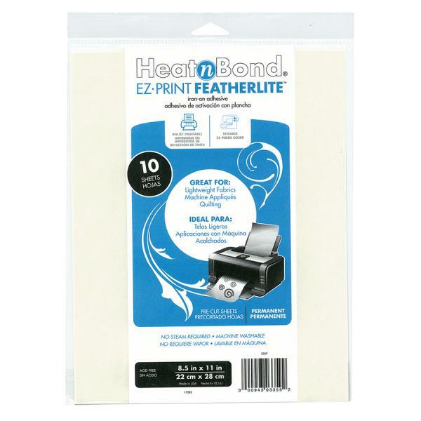 Heat-n-Bond EZ Print Featherlite iron-on adhesive sheets 22 x 28cm 10 pack