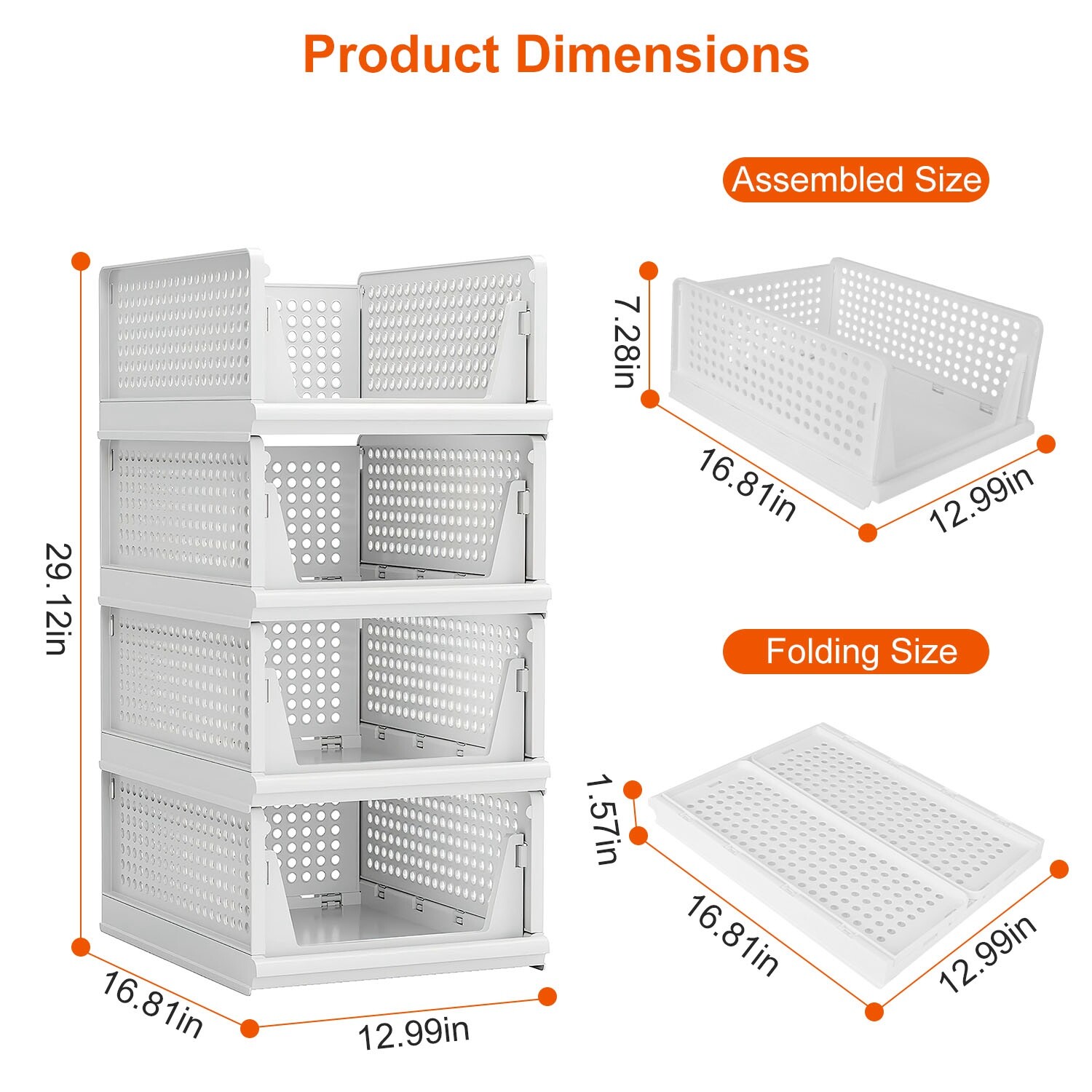 4PCS Closet Organizer Stackable Push-Pull Clothes Foldable Plastic Organizer