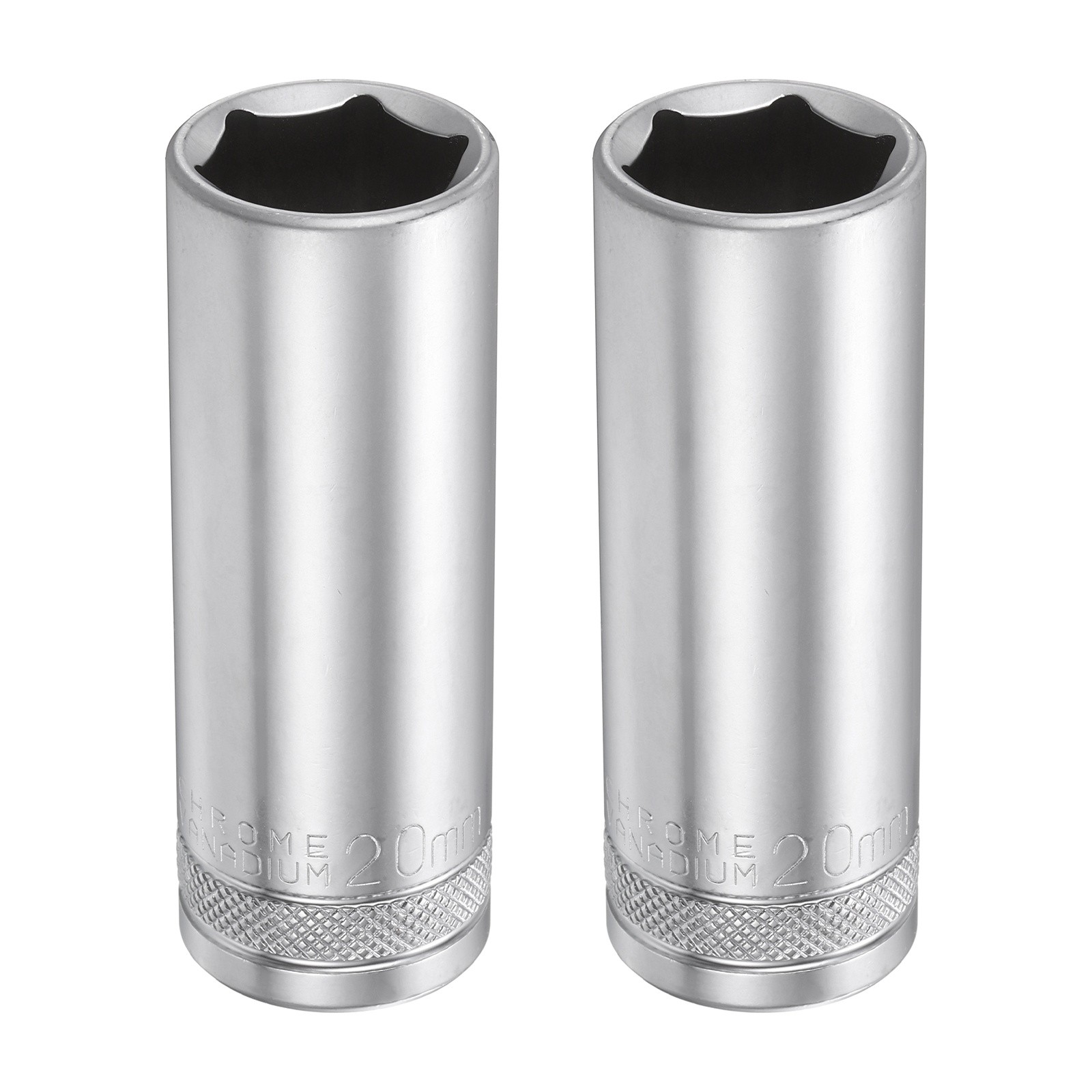 2pcs 6 Points Deep Socket 1/2" Drive 20mm Nickel Plating Hex Socket 3.1" Long