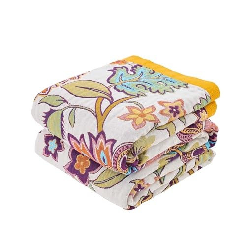 Boho Throw Blanket for Bed, 100% Cotton Soft Rustic Quilt 60x80 Inch M-throw