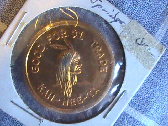 TOKEN WARM SPRINGS ORE KAH-NEE-TA GOOD FOR $1 TRADE GOLD IN COLOR