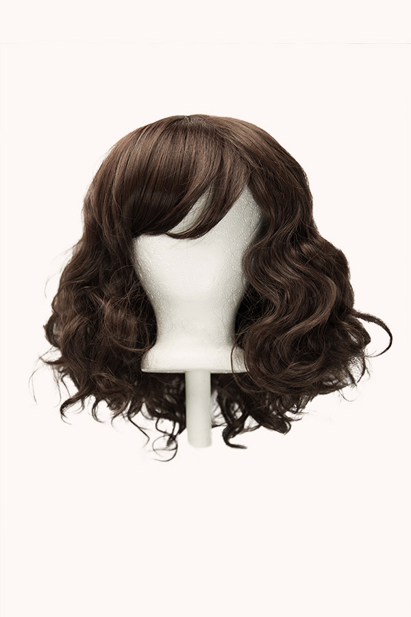 12'' Short Curly Wavy Cut with Short Bangs Chestnut Brown Alice Wig NEW