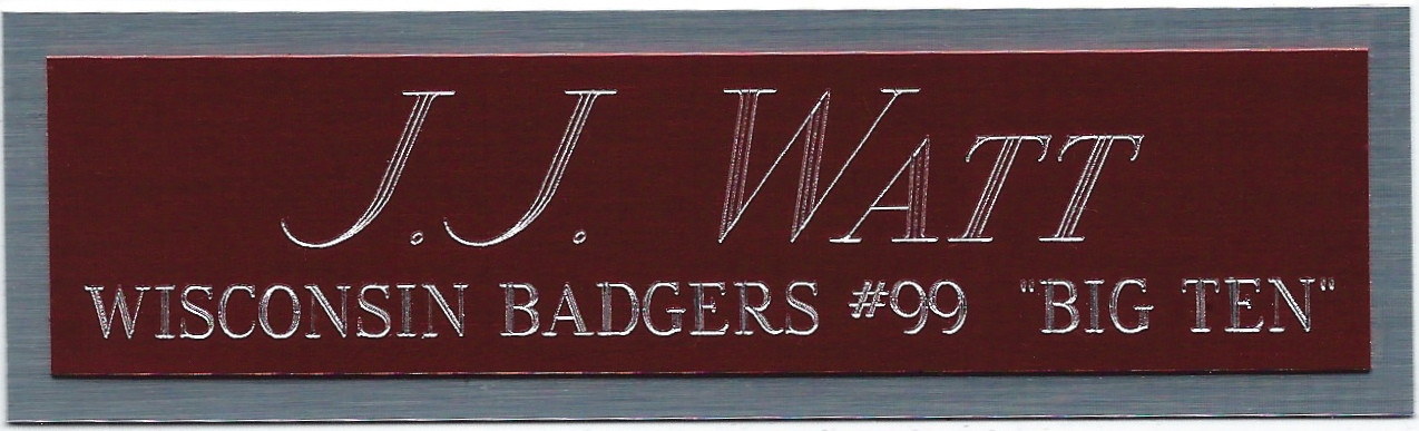 J.J. WATT WISCONSIN NAMEPLATE FO AUTOGRAPHED Signed Football-HELMET-JERSEY-PHOTO