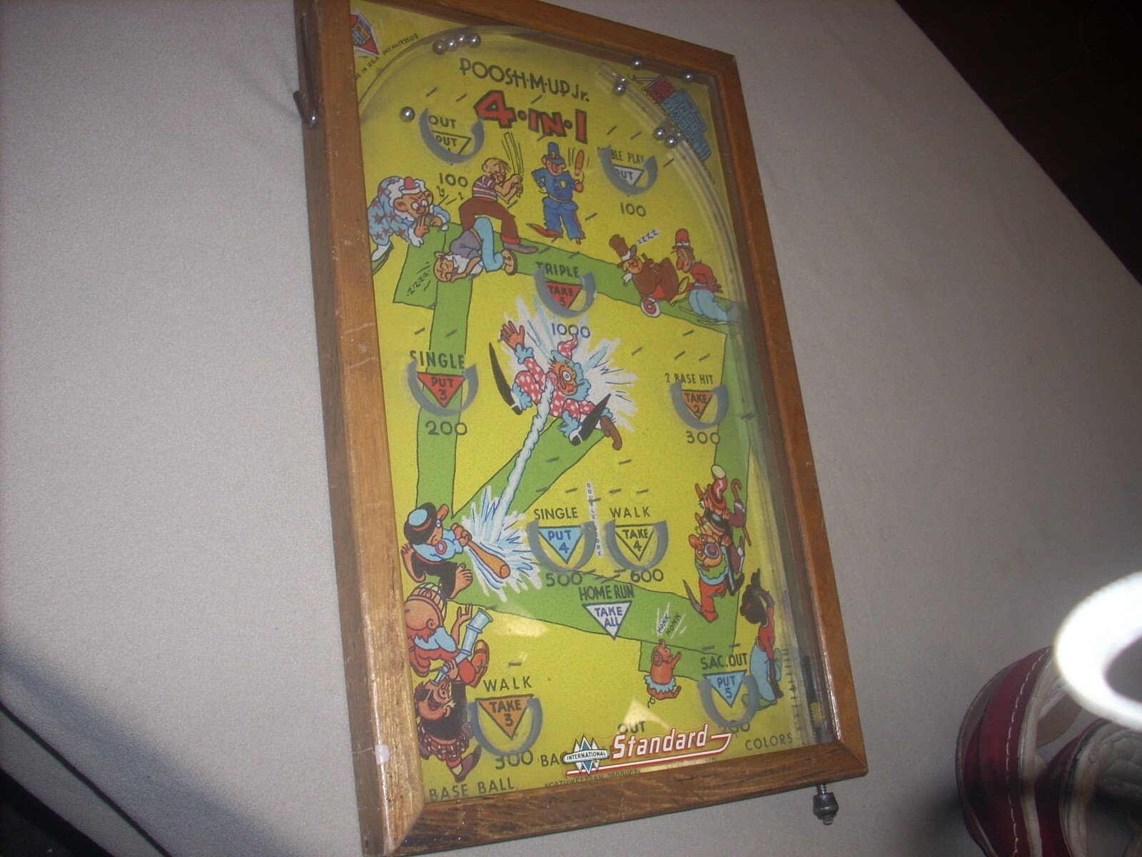 VINTAGE POOSH-M-UP Jr. 4-N-1 PINBALL MACHINE, NICE  !