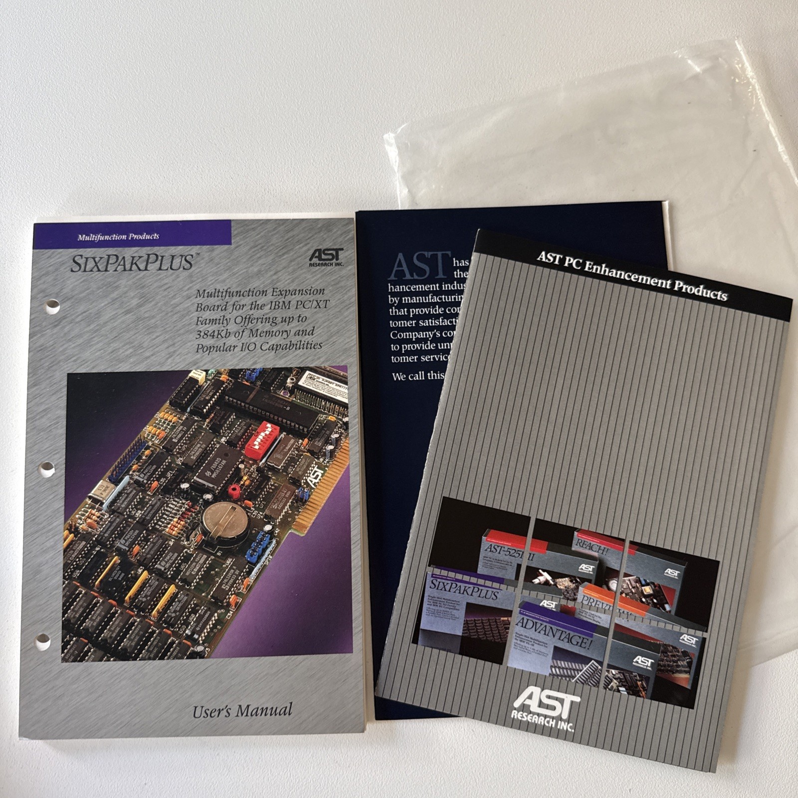 Users Manual for Six Pak Plus AST Memory Expansion Cards Vintage IBM PC / XT