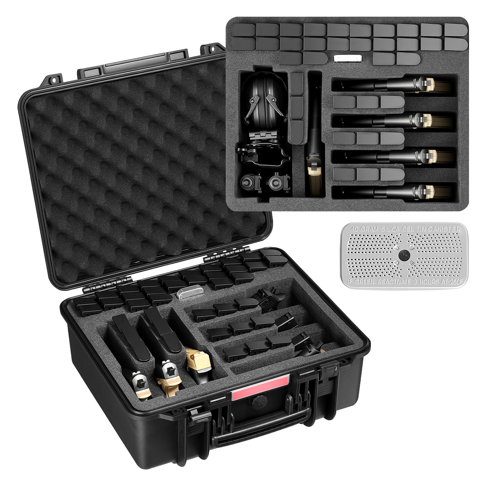 VEVOR Hard Pistol Case with XPE Foam Lining Pistol Storage Box 19.3x17.1x8.3 in