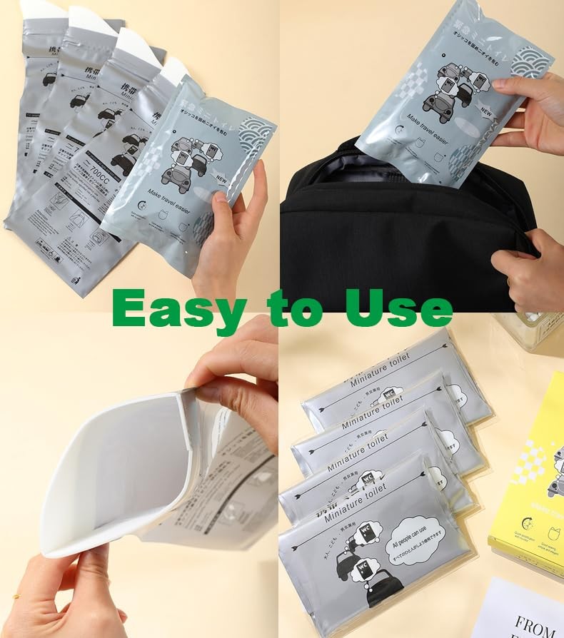 10 Pack Disposable Emergency Urinal Bag, Portable Camping Pee Large, silver