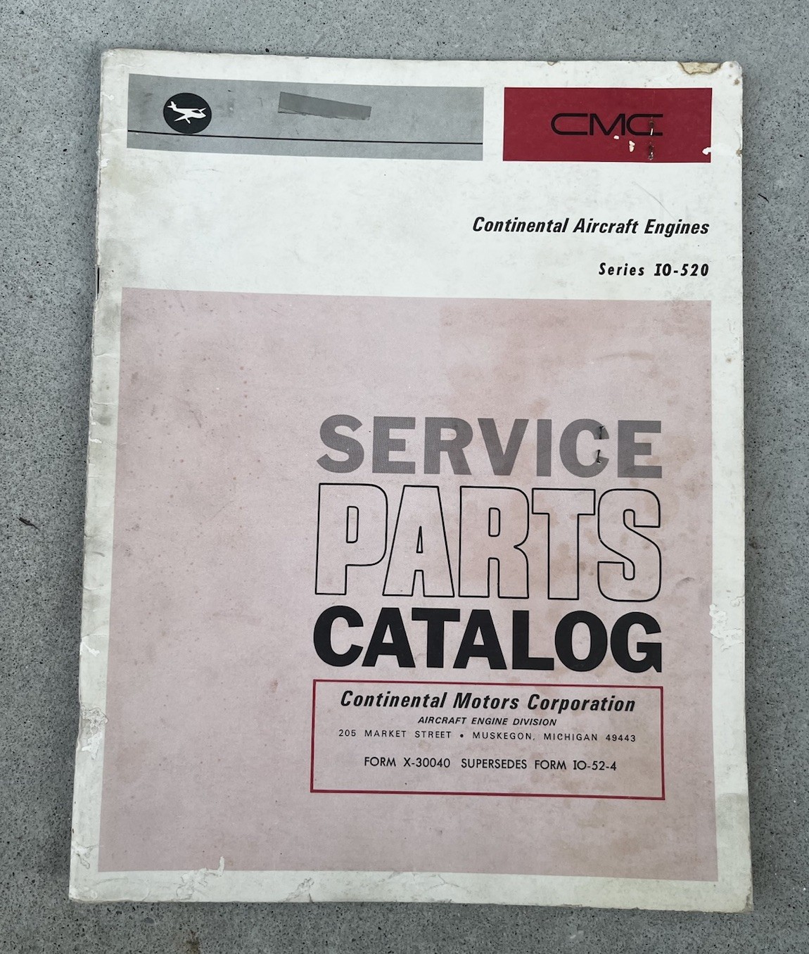 1966 Continental IO-520 Series Aircraft Engines Service Parts Catalog X-30040