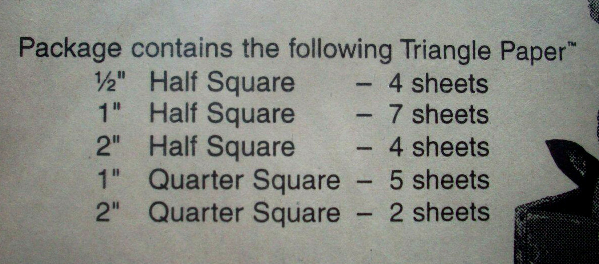 1/2" 1" 2 " triangles squares preprinted paper for Le Petite Quilt projects