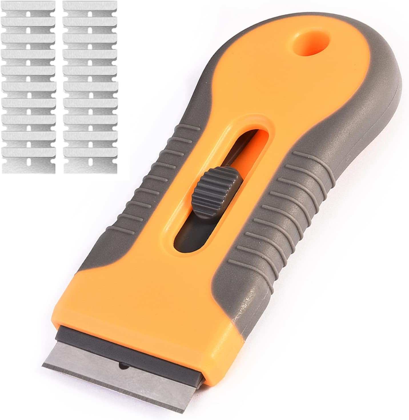 Razor Blade Scraper, 1 Pack Plastic Retractable Glass Scraper with 20 Pcs Extra