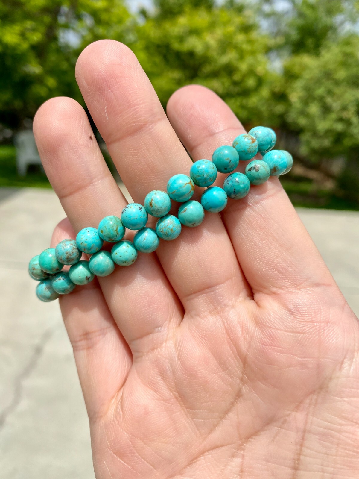 Natural Royal Beauty Green/Blue Turquoise 7mm Beaded Bracelet