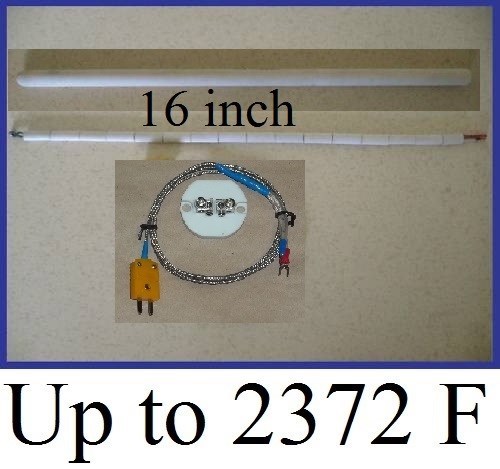 K Thermocouple Ceramic Kiln Temperature Sensor Tube Probe Pottery Glass Anealing