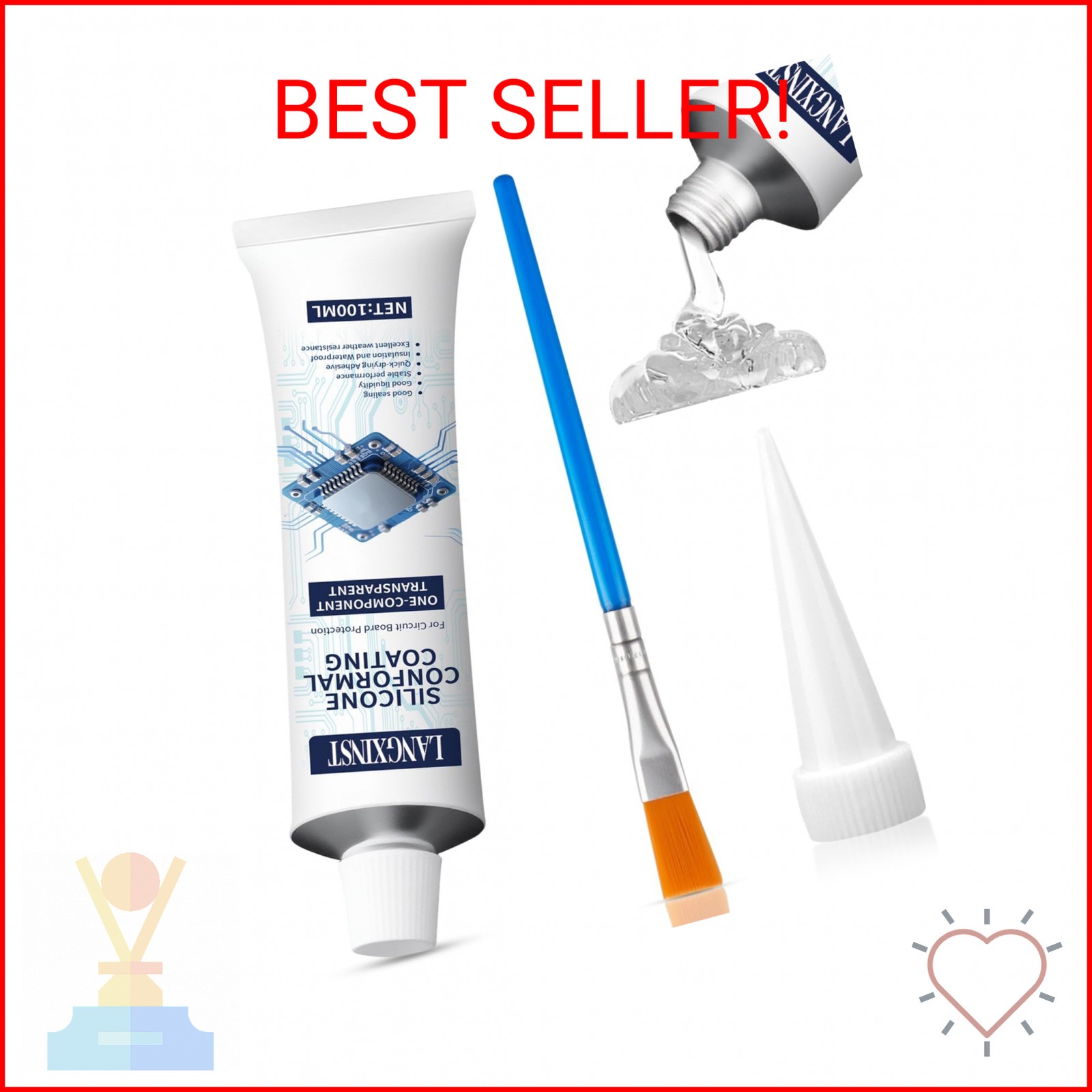 100ml Conformal Coating for Electronics, Silicone Adhesive Sealant Transparent I