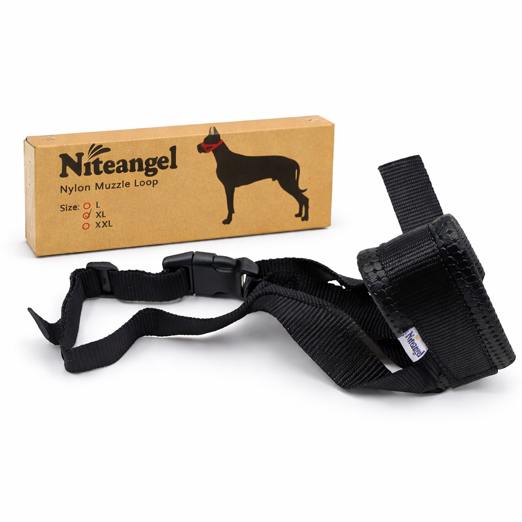 Niteangel Nylon Dog Muzzle Loop XL Adjustable Training Head Collar Large