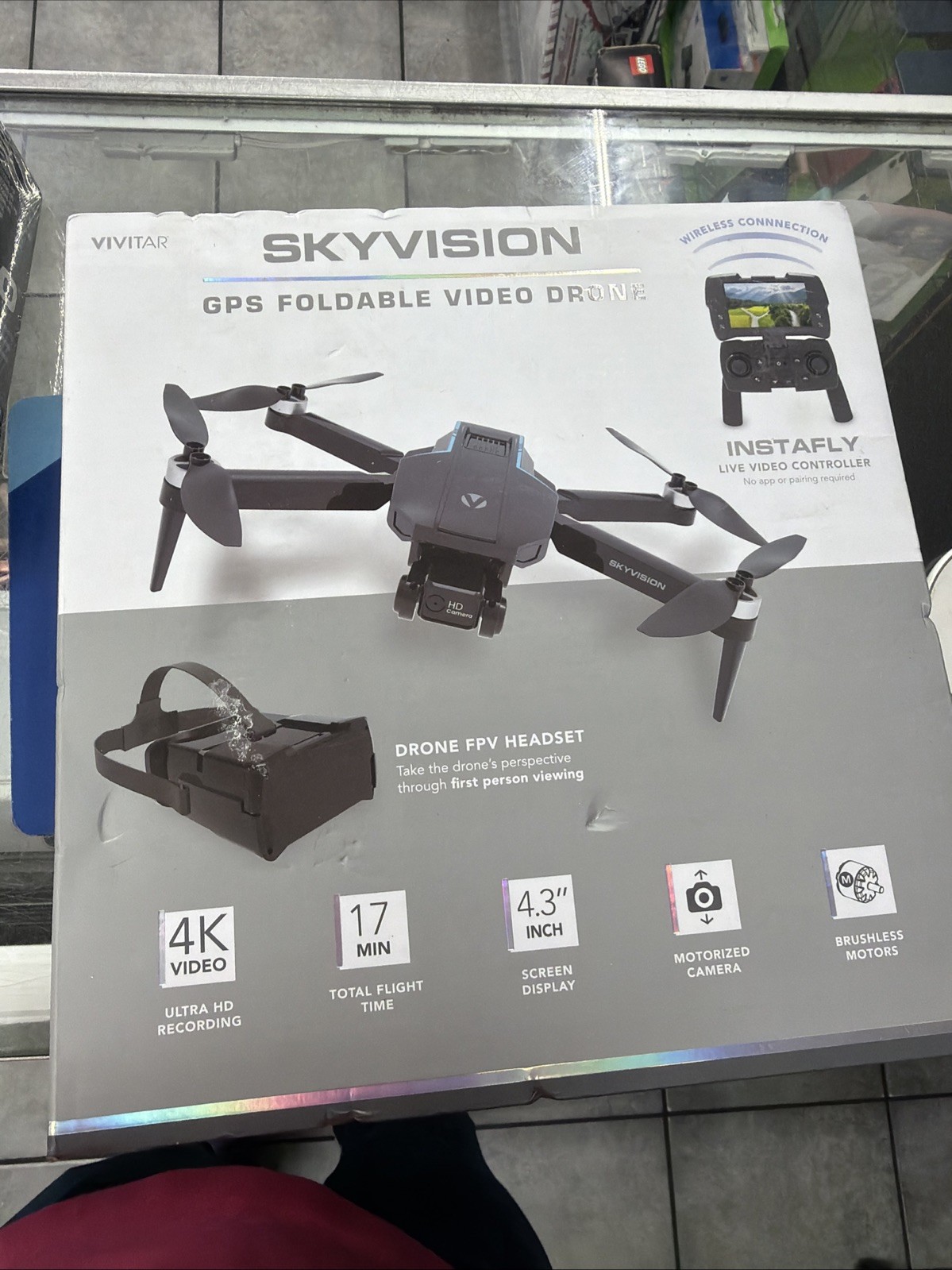 New Vivitar Skyvision Gps Foldable Video Drone DRCSC5-BLK