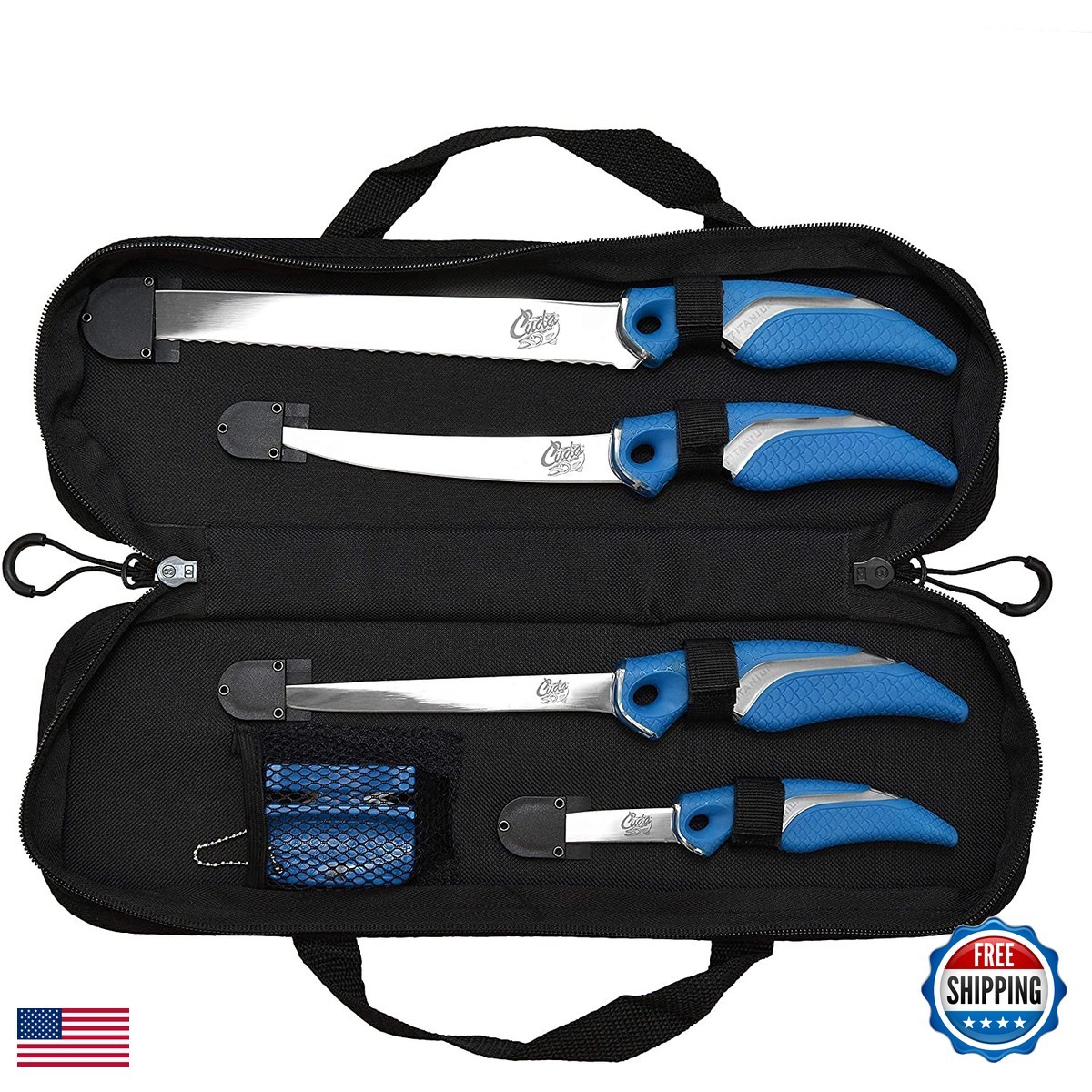 Cuda 6 Piece Knife Sharpener Set 4 Knives Corrosion-Resistant Stainless Steel