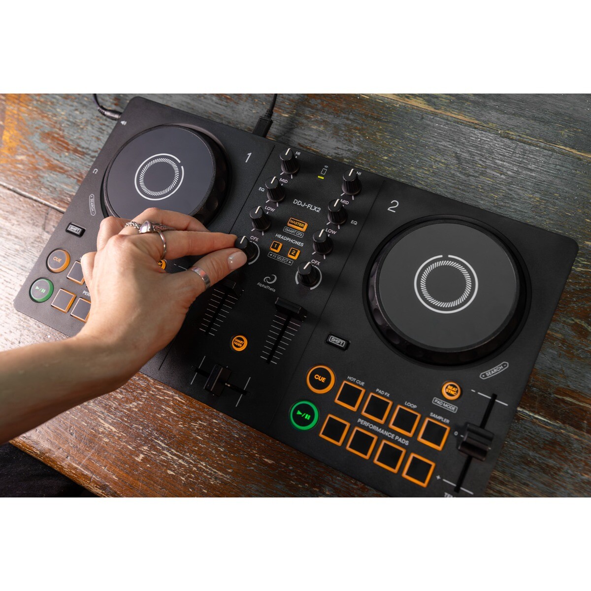 AlphaTheta DDJ-FLX2 Compact 2-Channel DJ Controller w Decksaver Cover Package