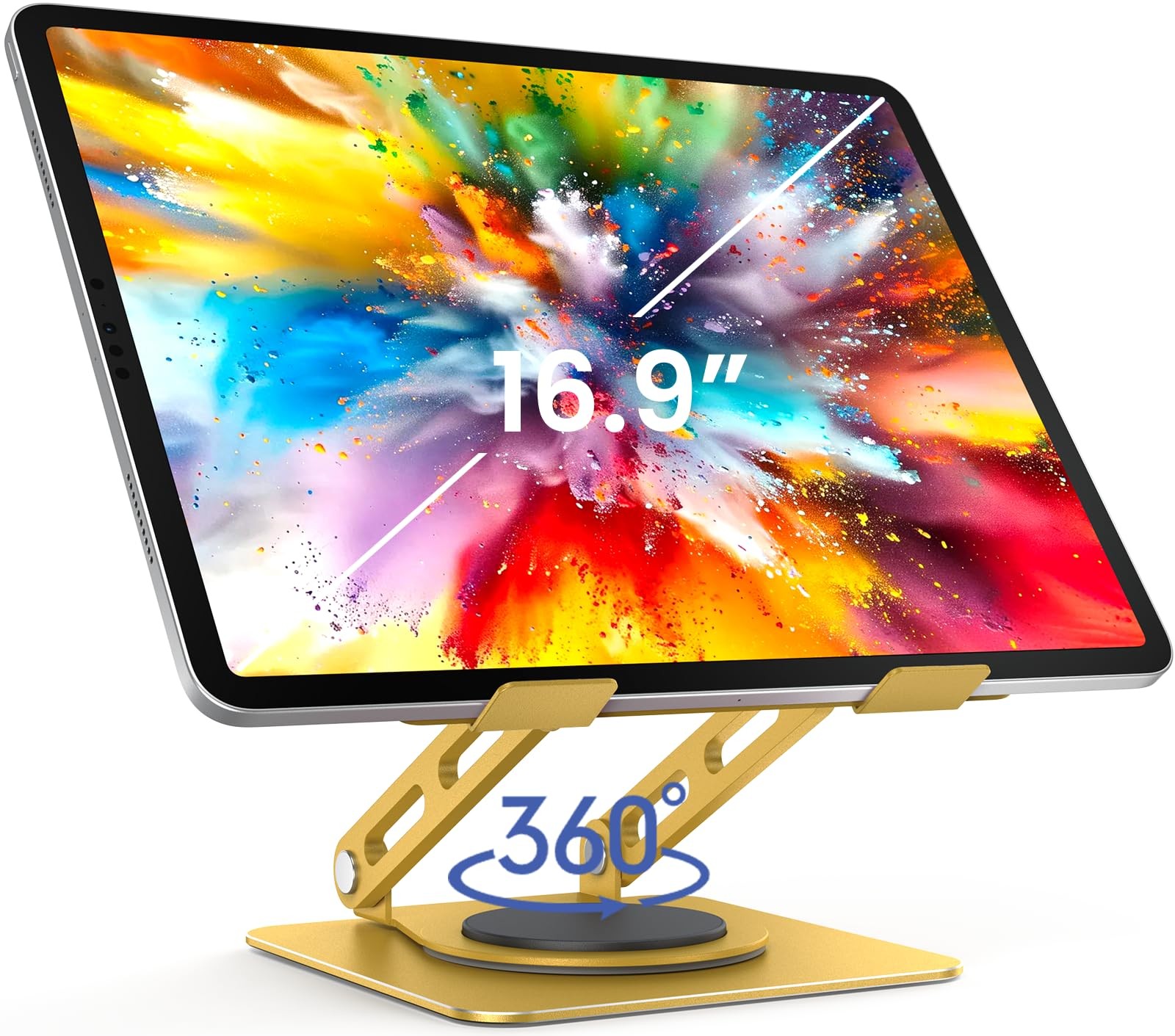 Metal Tablet Stand, 360 Rotating Stand with Heavy-Duty Base Holder Accessories