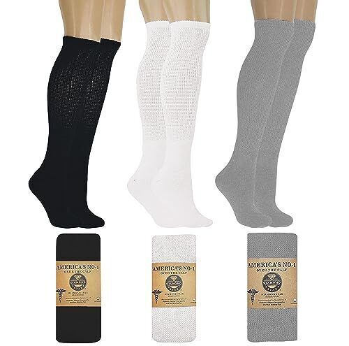Men's Diabetic Over The Calf  CREW SOCKS ”circulatory Health ~OTC~Knee High" NEW